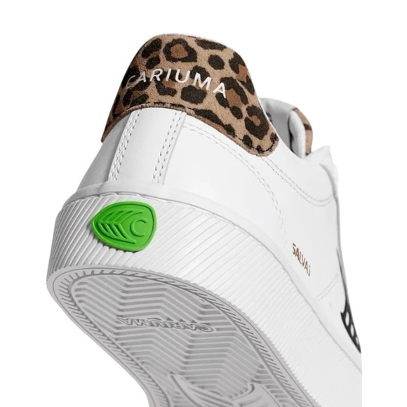 NIB Cariuma Salvas White Smooth Leather/Leopard Sneaker - Women’s 10.5/Men’s 9 - Picture 2 of 14